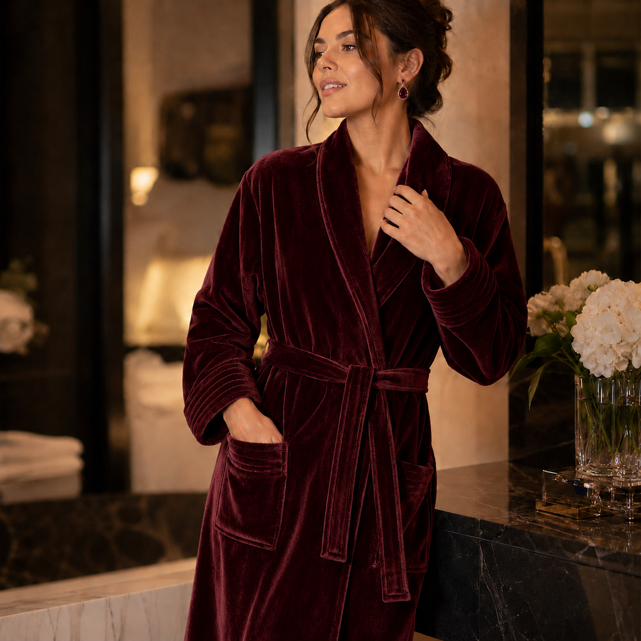Peignoir Velours Femme