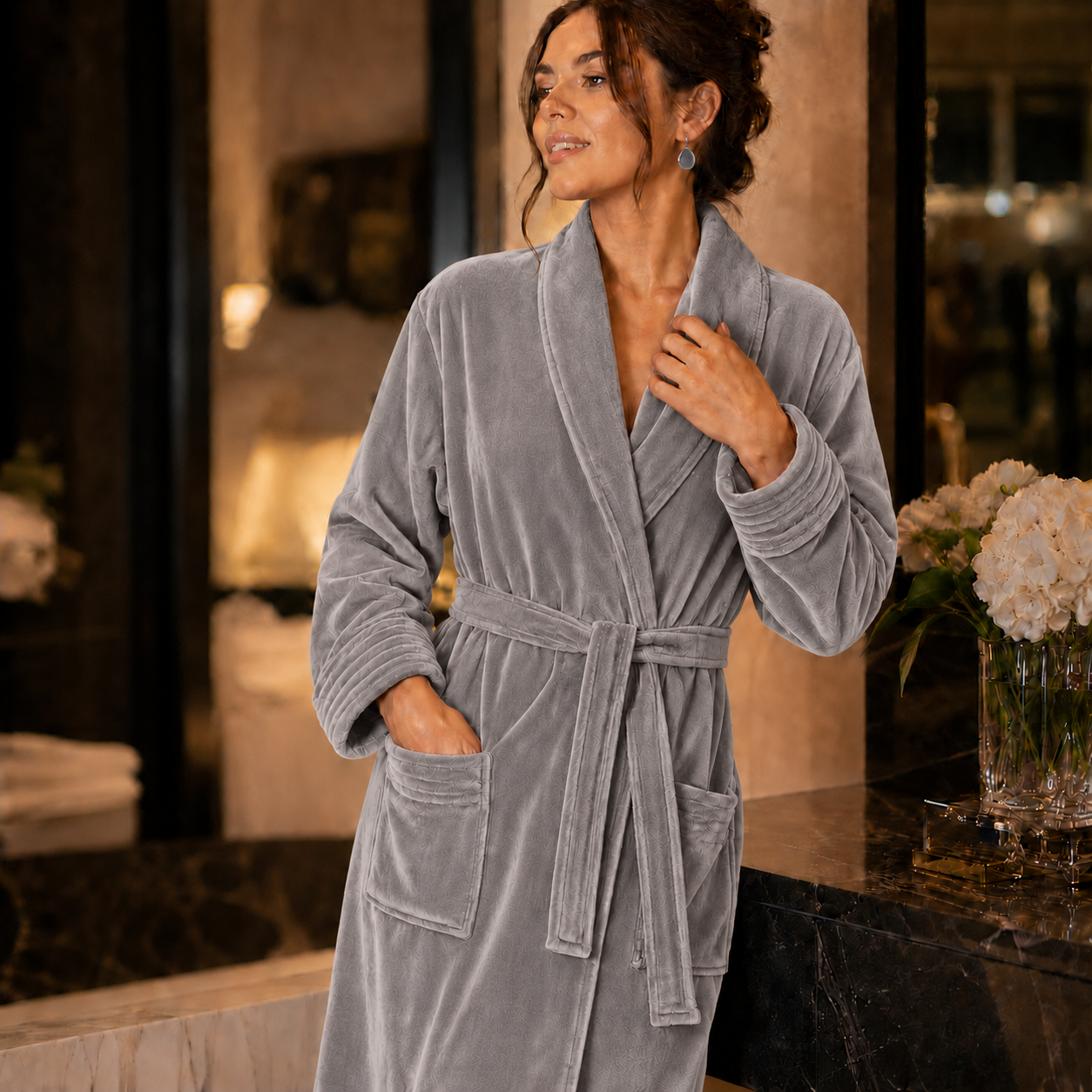 Peignoir Velours Femme