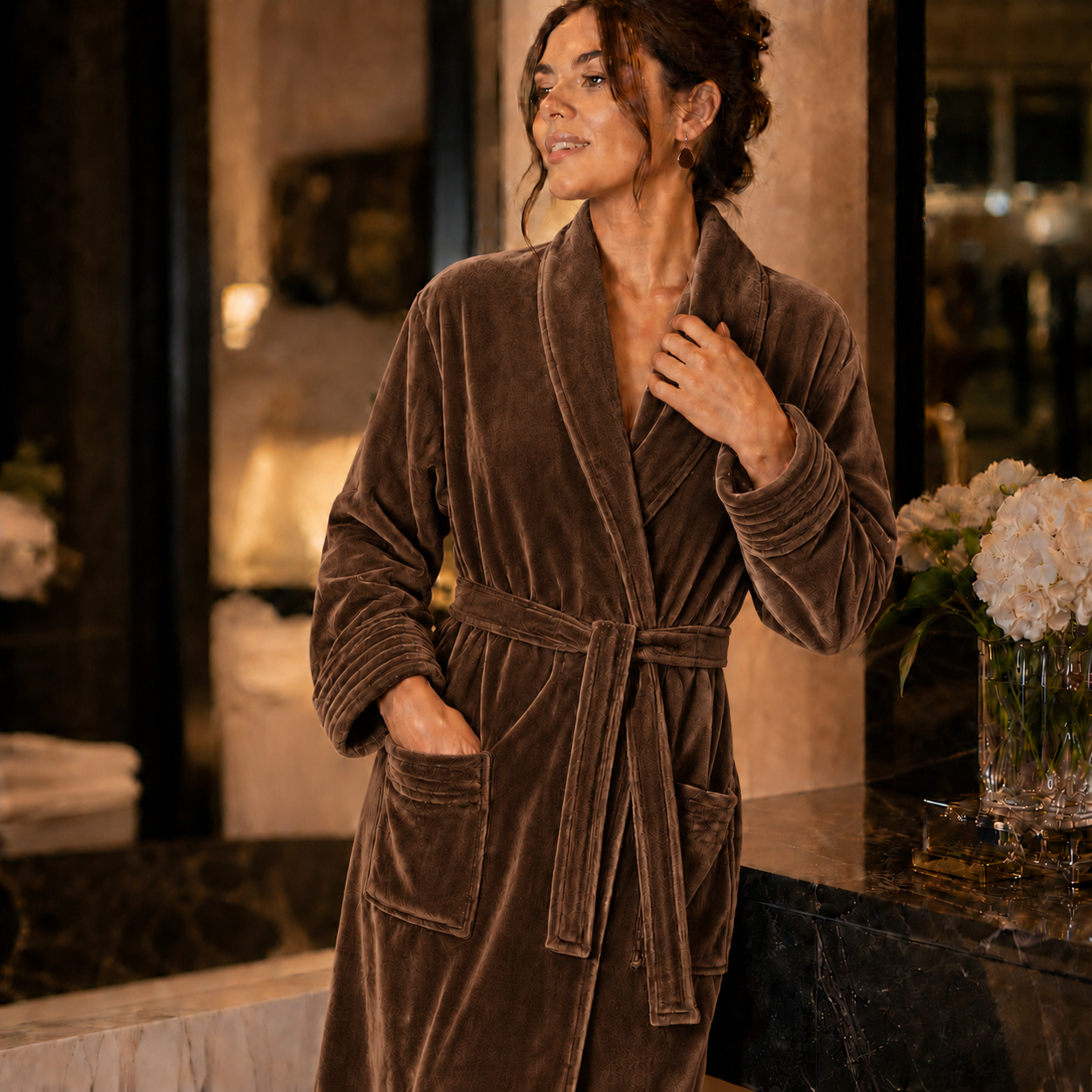Peignoir Velours Femme