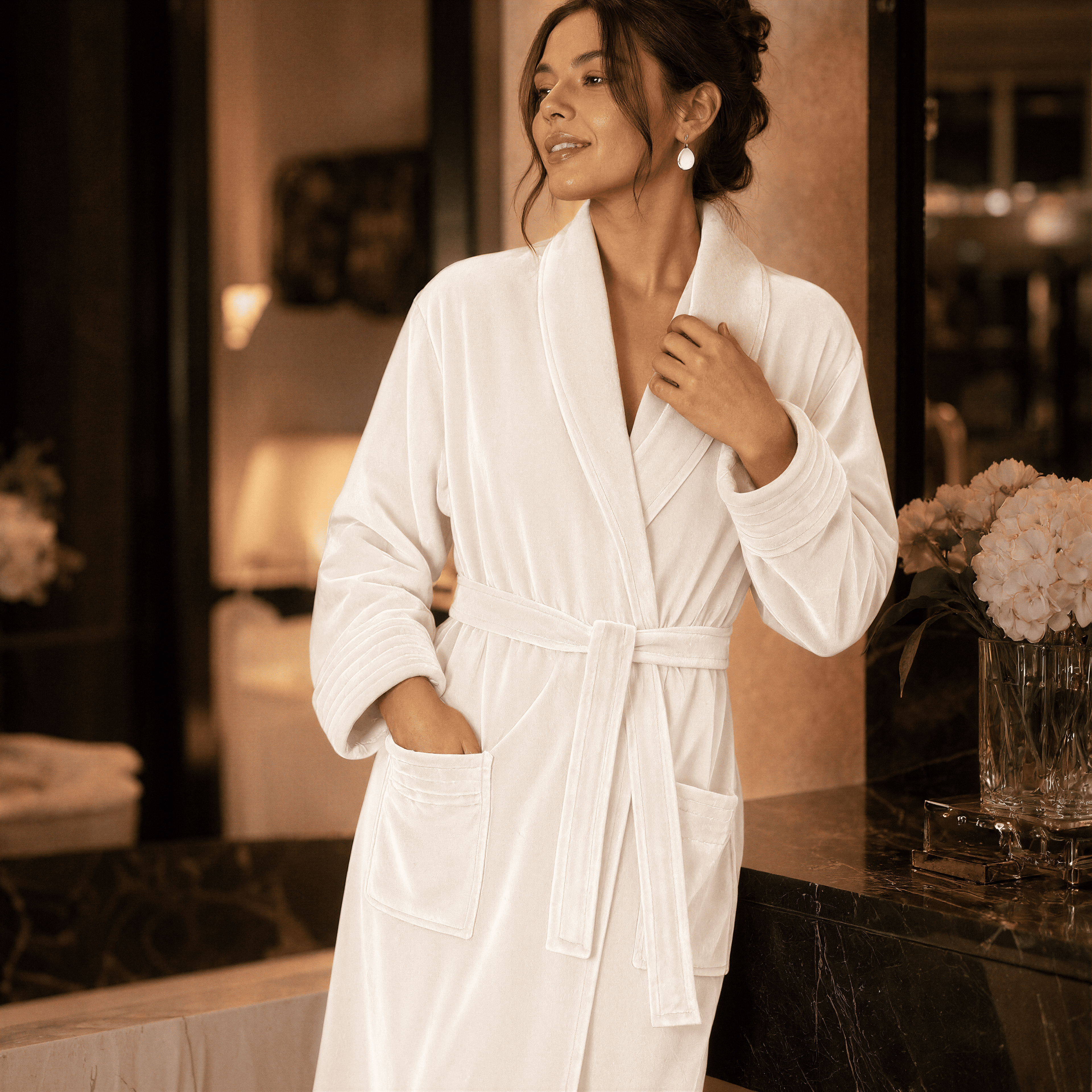 Peignoir Velours Femme