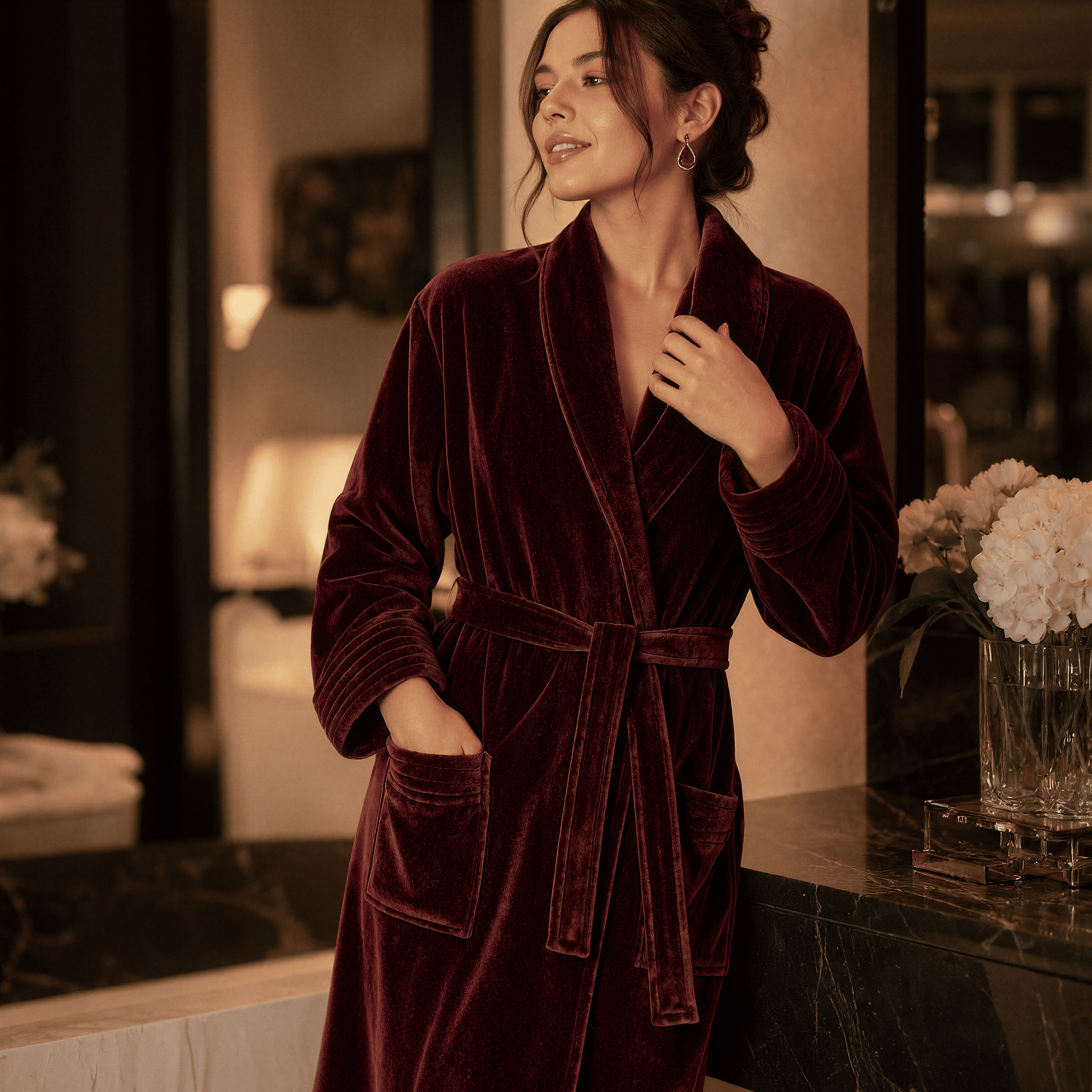 Peignoir Velours Femme