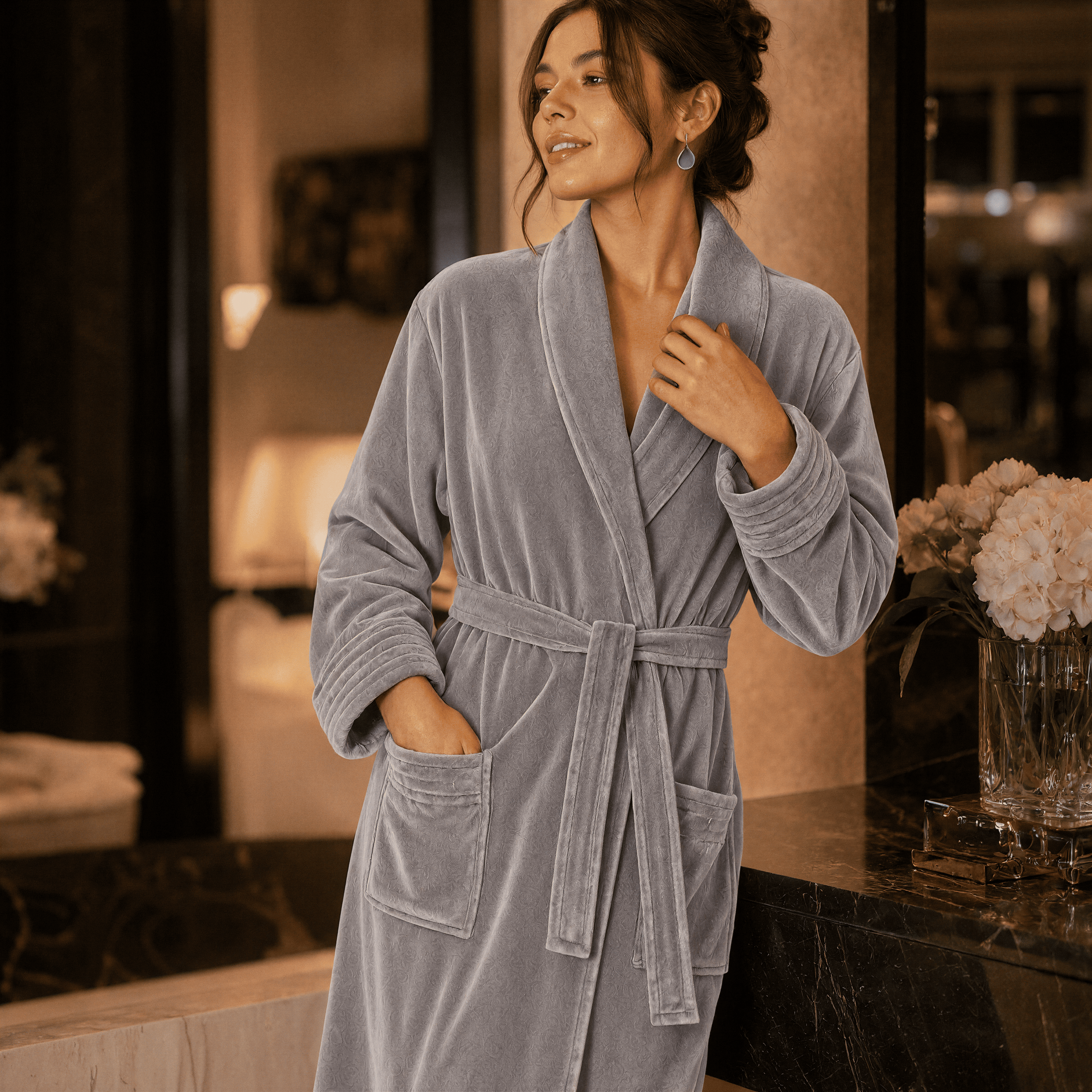 Peignoir Velours Femme