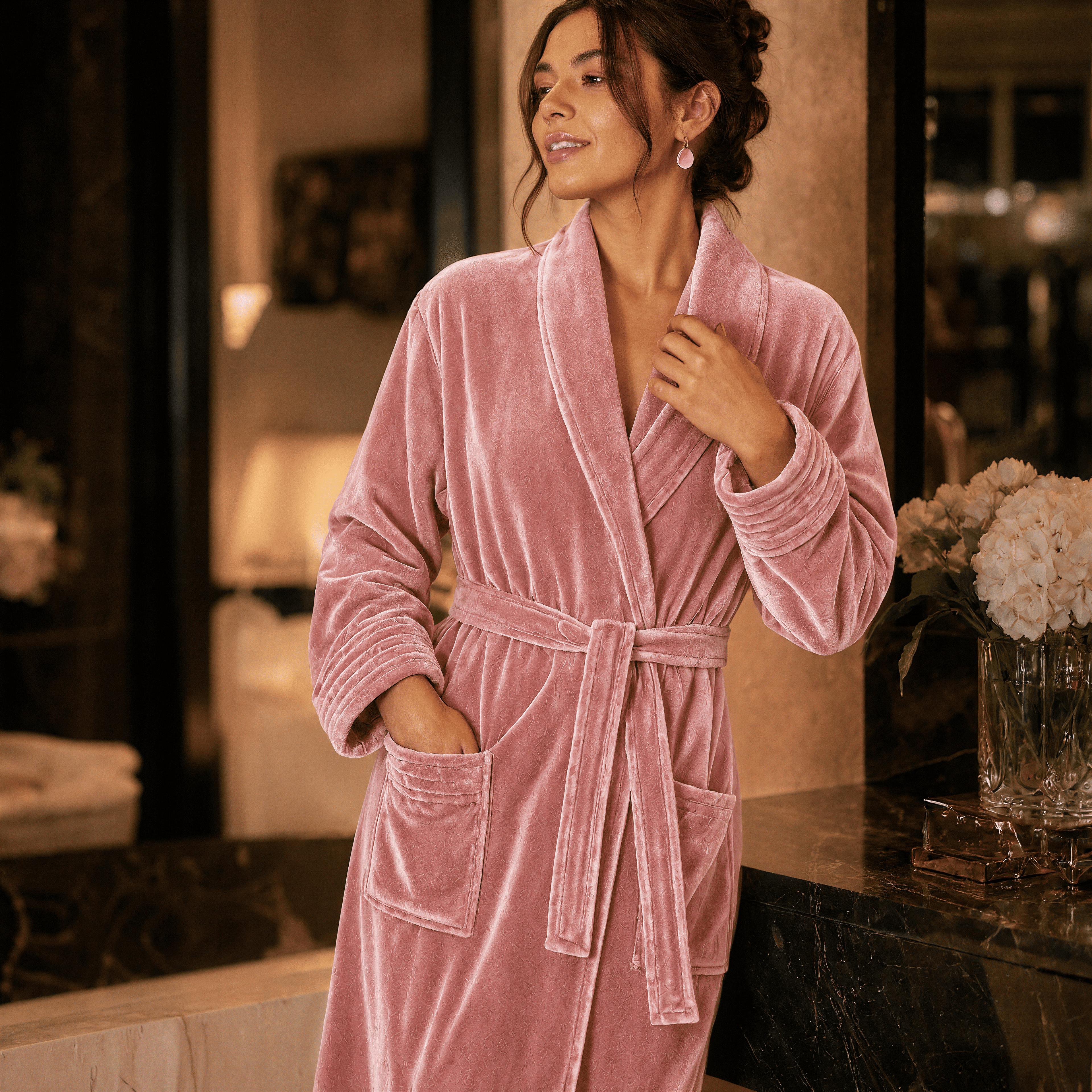 Peignoir Velours Femme